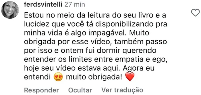 Captura original del testimonio, en portugués